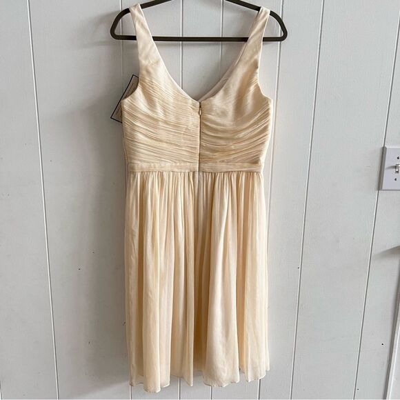 J Crew Bridesmaid Dress Heidi Silk Chiffon Ivory Champagne Size 10 Tall NEW - Picture 3 of 14